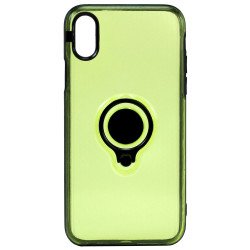 iPhone X (Ten) 360 Neon Rotating Ring Stand Hybrid Case with Metal Plate (Green)